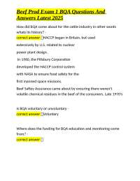 Beef Production Exam 1: BQA Questions and Answers