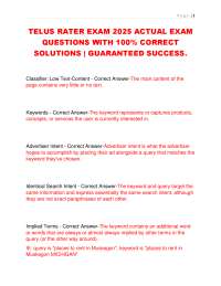 TELUS RATER EXAM 2025 ACTUAL EXAM  QUESTIONS WITH 100% CORRECT  SOLUTIONS.
