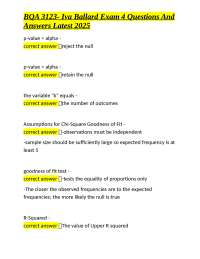 BQA 3123 Exam 4 Questions and Answers: Statistical Concepts and Applications