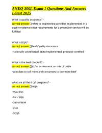 ANEQ 300L Exam 1 Questions and Answers: Beef Quality Assurance and Food Safety