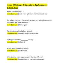 Astro 7N Exam 2: Stellar Evolution, Galaxies, and the Universe