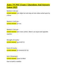 Astro 7N PSU Exam 1 Questions and Answers: A Comprehensive Guide to Astronomy Fundamentals