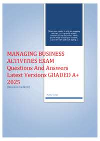 Managing Business Activities Exam: Questions and Answers