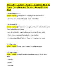 MBA 704 - Kungu - Week 7: Teams & Teamwork Exam Q&A
