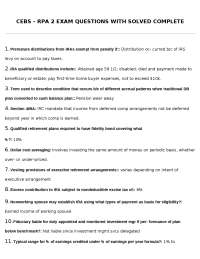 CEBS - RPA 2 EXAM QUESTIONS WITH SOLVED COMPLETE