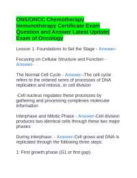 Chemotherapy & Immunotherapy Certificate Exam: Cellular Foundations