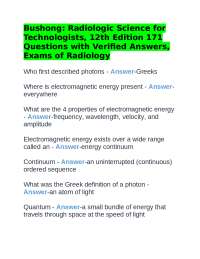 Radiologic Science for Technologists: Questions and Answers on Electromagnetic Energy