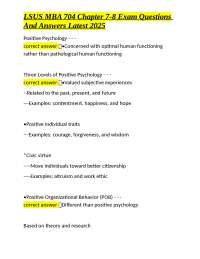 LSUS MBA 704 Exam: Positive Psychology & Organizational Behavior