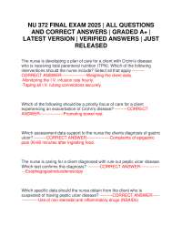 NU 372 Final Exam 2025: Comprehensive Review of Key Concepts and Answers