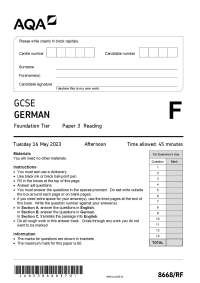 GERMAN PAPER (LISTENING AND READING )