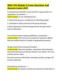 MBA 704 Module 6 Exam Questions and Answers: Group Dynamics and Organizational Behavior