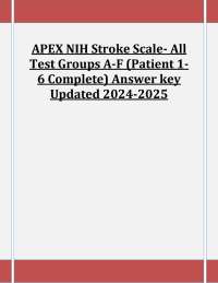 APEX NIH Stroke Scale- All Test Groups A-F (Patient 1- 6 Complete) Answer key Updated 2024