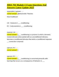 MBA 704 Module 6 Exam Questions and Answers: Behavioristic and Cognitive Learning Theories