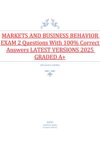 Markets and Business Behavior Exam 2 Questions and Answers