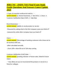 MBA 741 - (ISDS-710) Final Exam Study Guide: Questions and Answers