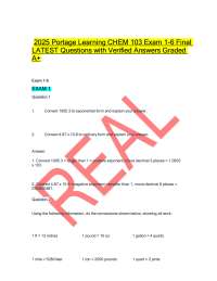 2025 Portage Learning CHEM 103 Exam 1-6 Final LATEST Questions with Verified Answers