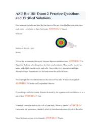 ASU Bio 181 Exam 2 Practice Questions and Verified Solutions