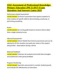 OAE Primary Education (PK-5) Exam Questions and Answers