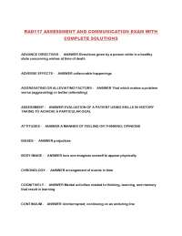 RAD117 Assessment and Communication Exam: Key Terms and Concepts