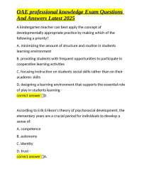OAE Professional Knowledge Exam Questions and Answers: Latest 2025