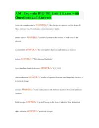 ASU Esqueda BIO 181 Unit 1 Exam with Questions and Answers