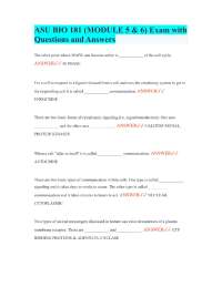 ASU BIO 181 (MODULE 5 & 6) Exam with Questions and Answers