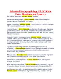 Advanced Pathophysiology NR 507 Final Exam Questions and Answers