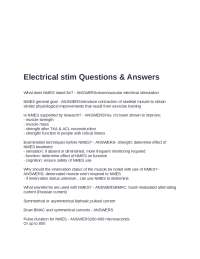 Electrical Stimulation: NMES, FES, and Denervated Muscle Stimulation - Q&A