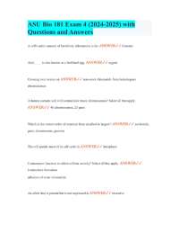 ASU Bio 181 Exam 4 (2024-2025) with Questions and Answers