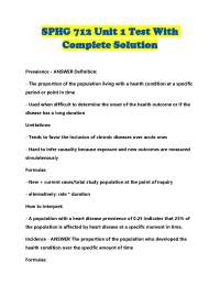 SPHG 712 Unit 1 Test: Prevalence, Incidence, Risk, Rate, and Odds