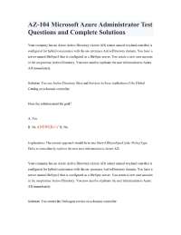 AZ-104 Microsoft Azure Administrator Test Questions and Complete Solutions