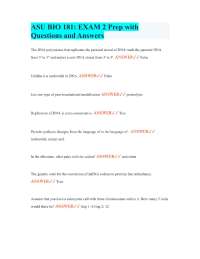 ASU BIO 181: EXAM 2 Prep with Questions and Answers