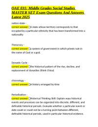 OAE 031: Middle Grades Social Studies Exam Questions and Answers