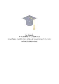 Paniere FONDAMENTI DI AUTOMATICA INGEGNERIA INFORMATICA E DELL'AUTOMAZIONE (D.M. 27004) Do