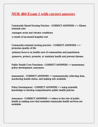 NUR 404 Exam 1: Community Based Nursing Practice