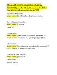 ACCT 211-Liberty University EXAM 1, Accounting 211 Exam 2, ACCT 211 EXAM 3 Questions And A