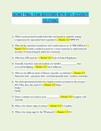 HAZMAT Final Exam Questions and Answers