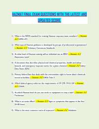 HAZMAT Final Exam Questions and Answers