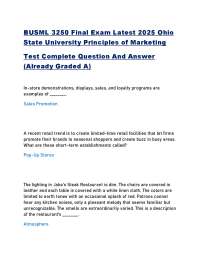 BUSML 3250 Final Exam Latest 2025 Ohio  State University Principles of Marketing Test
