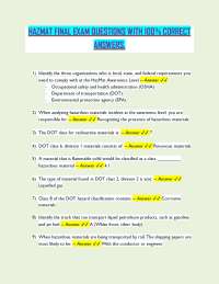 HAZMAT Final Exam Questions and Answers