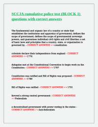 SCCJA cumulative police test (BLOCK 1) questions with correct answers