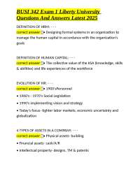 BUSI 342 Exam 1: Human Resource Management Guide