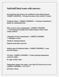 SafeStaff Food Safety Exam with Answers