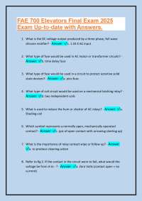 FAE 700 Elevators Final Exam 2025 Exam Up-to-date with Answers.