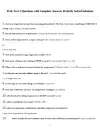 Peds Test 2 Questions with Complete Answers Perfectly Solved Solutions