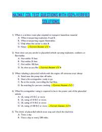 HAZMAT CDL Test Questions and Answers