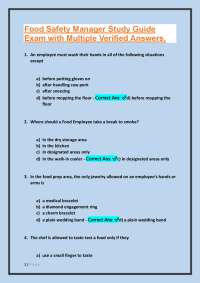 Food Safety Manager Study Guide: Exam with Multiple Choice Questions and Answers