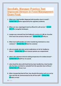 ServSafe Manager Practice Test: Food Safety and Handling