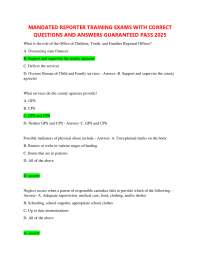 MANDATED REPORTER TRAINING EXAMS WITH CORRECT  QUESTIONS AND ANSWERS GUARANTEED PASS 2025