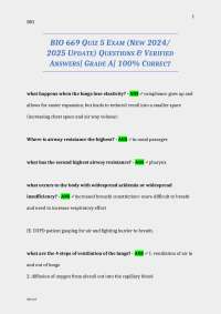 BIO 669 QUIZ 5 EXAM (NEW 2024/ 2025 UPDATE) QUESTIONS & VERIFIED ANSWERS| GRADE A| 100% CO